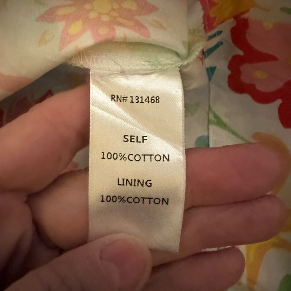 Fate Floral Button-Up Blouse in White with Pink, Yellow & Teal Flowers - Picture 3 of 4